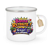 quotedazur Café-Croissant - Mug Personnalisé Collègue Travail - Bonne Retraite ! De La Part De Tes Collègues - Cadeau Pot De Départ, Stagiaire, Manager, Secret Santa, Noël - Blanc/emaille