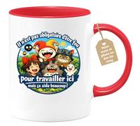 quotedazur Café-Croissant - Mug Personnalisé Collègue Travail - Il N'est Pas Obligatoire D'être Fou Pour Travailler Ici Mais Ça Aide Beaucoup ! - Cadeau Pot De Départ, Stagiaire, Manager, Secret Sant