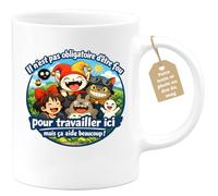 quotedazur Café-Croissant - Mug Personnalisé Collègue Travail - Il N'est Pas Obligatoire D'être Fou Pour Travailler Ici Mais Ça Aide Beaucoup ! - Cadeau Pot De Départ, Stagiaire, Manager, Secret Sant