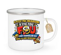 quotedazur Café-Croissant - Mug Personnalisé Collègue Travail - Il N'est Pas Obligatoire D'être Fou Pour Travailler Ici Mais Ça Aide Beaucoup ! - Cadeau Pot De Départ, Stagiaire, Manager, Secret Sant