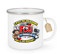 quotedazur Café-Croissant - Mug Personnalisé Collègue Travail - Il N'est Pas Obligatoire D'être Fou Pour Travailler Ici Mais Ça Aide Beaucoup ! - Cadeau Pot De Départ, Stagiaire, Manager, Secret Sant