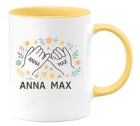 quotedazur Café-Croissant - Mug Personnalisé Emma Anna Max Cadeau Et Tendance Avec Tasse Pour Noël Femmes - Jaune/Céramique