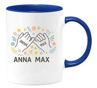 quotedazur Café-Croissant - Mug Personnalisé Emma Anna Max Cadeau Et Tendance Avec Tasse Pour Noël Femmes - Bleu/Céramique