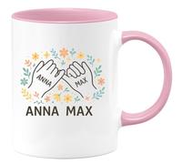 quotedazur Café-Croissant - Mug Personnalisé Emma Anna Max Cadeau Et Tendance Avec Tasse Pour Noël Femmes - Rose/Céramique