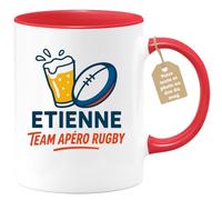 quotedazur Café-Croissant - Mug Personnalisé Etienne Team Apéro Rugby Cadeau Parfait Pour Fan De Et Apéritif Noël L'Amateur Avec Tasse Amusante - Rouge/Céramique