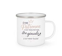 quotedazur Café-Croissant - Mug Personnalisé Être Patronne C'Est Mon Métier Être Géniale C'Est Mon Talent - Cadeau Noël Tasse Patronne Anniversaire - Blanc/Emaillé