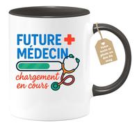quotedazur Café-Croissant - Mug Personnalisé Future Médecin En Formation Tasse Cadeau Pour Noël Futur Docteur Docteure - Noir/Céramique