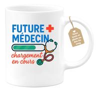 quotedazur Café-Croissant - Mug Personnalisé Future Médecin En Formation Tasse Cadeau Pour Noël Futur Docteur Docteure - Blanc/Céramique