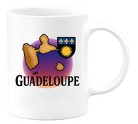quotedazur Café-Croissant - Mug Personnalisé Guadeloupe Tasse Design Souvenir, Cadeau Pour Noël Amoureux Des Îles Avec Illustrant La De Voyages - Blanc/Céramique