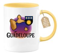 quotedazur Café-Croissant - Mug Personnalisé Guadeloupe Tasse Design Souvenir, Cadeau Pour Noël Amoureux Des Îles Avec Illustrant La De Voyages - Jaune/Céramique