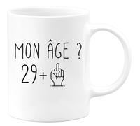 quotedazur Café-Croissant - Mug Personnalisé Humour Anniversaire 30 Ans Mon Âge Doigt Honneur - Cadeau Noël Original Trentenaire Tasse 1995 Homme Femme - Blanc/Céramique