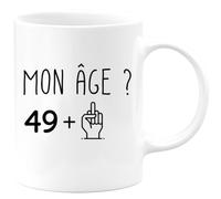 quotedazur Café-Croissant - Mug Personnalisé Humour Anniversaire 50 Ans Mon Âge Doigt Honneur - Cadeau Noël Original Cinquantenaire Tasse 1975 Homme Femme - Blanc/Céramique