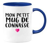 quotedazur Café-Croissant - Mug Personnalisé Humour Mon Petit Mug De Connasse - Tasse Humoristique Femme Cadeau Noël Original Râleuse Chiante - Bleu/Céramique