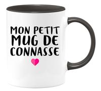 quotedazur Café-Croissant - Mug Personnalisé Humour Mon Petit Mug De Connasse - Tasse Humoristique Femme Cadeau Noël Original Râleuse Chiante - Noir/Céramique