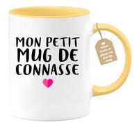 quotedazur Café-Croissant - Mug Personnalisé Humour Mon Petit Mug De Connasse - Tasse Humoristique Femme Cadeau Noël Original Râleuse Chiante - Jaune/Céramique