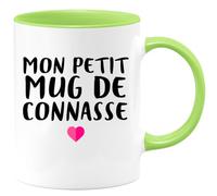 quotedazur Café-Croissant - Mug Personnalisé Humour Mon Petit Mug De Connasse - Tasse Humoristique Femme Cadeau Noël Original Râleuse Chiante - Vert/Céramique