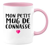 quotedazur Café-Croissant - Mug Personnalisé Humour Mon Petit Mug De Connasse - Tasse Humoristique Femme Cadeau Noël Original Râleuse Chiante - Rose/Céramique