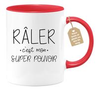 quotedazur Café-Croissant - Mug Personnalisé Humour Râler C'Est Mon Super Pouvoir - Cadeau Noël Original Drôle Tasse Femme Râleuse - Rouge/Céramique