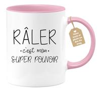 quotedazur Café-Croissant - Mug Personnalisé Humour Râler C'Est Mon Super Pouvoir - Cadeau Noël Original Drôle Tasse Femme Râleuse - Rose/Céramique