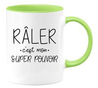 quotedazur Café-Croissant - Mug Personnalisé Humour Râler C'Est Mon Super Pouvoir - Cadeau Noël Original Drôle Tasse Femme Râleuse - Vert/Céramique