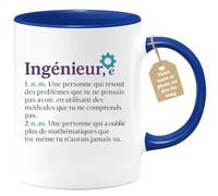 quotedazur Café-Croissant - Mug Personnalisé Ingénieur, E Une Personne Qui Résout Des Problèmes Avec Méthodes Incomprises Et Maîtrise Les Maths Bien Au- Delà. Cadeau Pour Tasse - Bleu/Céramique