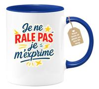 quotedazur Café-Croissant - Mug Personnalisé Je Ne Râle Pas, M'Exprime Avec Cadeau Tasse Pour Noël Femme Expressive - Bleu/Céramique
