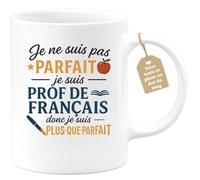 quotedazur Café-Croissant - Mug Personnalisé Je Ne Suis Pas Parfait, Prof De Français, Donc Plus- Que- Parfait Cadeau Tasse Pour Noël Profs - Blanc/Céramique