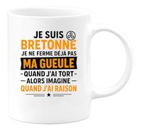 quotedazur Café-Croissant - Mug Personnalisé Je Suis Bretonne, Ne Me Tais Jamais, Imaginez Quand J'Ai Raison Cadeau Noël Avec Tasse - Blanc/Céramique