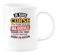 quotedazur Café-Croissant - Mug Personnalisé Je Suis Corse, Ne Me Tais Pas Quand J'Ai Tort, Imagine Raison Cadeau Tasse Pour Noël Homme Fier De Ses Origines - Blanc/Céramique