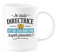 quotedazur Café-Croissant - Mug Personnalisé Je Suis Directrice, Et Toi Quel Est Ton Super Pouvoir Tasse Cadeau Femme Pour Noël Motif - Blanc/Céramique