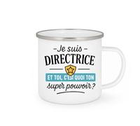 quotedazur Café-Croissant - Mug Personnalisé Je Suis Directrice, Et Toi Quel Est Ton Super Pouvoir Tasse Cadeau Femme Pour Noël Motif - Blanc/Émaillé