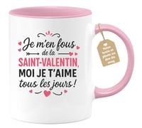 quotedazur Café-Croissant - Mug Personnalisé Je T'Aime Tous Les Jours, Pas Seulement À La Saint- Valentin Cadeau Et Tasse Sentimentale Pour Noël D'Amour - Rose/Céramique