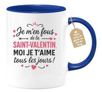 quotedazur Café-Croissant - Mug Personnalisé Je T'Aime Tous Les Jours, Pas Seulement À La Saint- Valentin Cadeau Et Tasse Sentimentale Pour Noël D'Amour - Bleu/Céramique