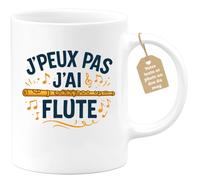 quotedazur Café-Croissant - Mug Personnalisé J'Peux Pas, J'Ai Flûte Cadeau Parfait Pour Noël Musicien Passionné Tasse Et Amateur De - Blanc/Céramique