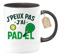 quotedazur Café-Croissant - Mug Personnalisé J'Peux Pas J'Ai Padel Tasse Cadeau Pour Noël Fan De Sportif Passionné Et Amateur Sport - Noir/Céramique