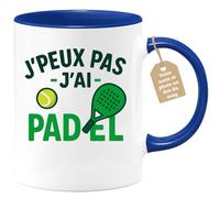 quotedazur Café-Croissant - Mug Personnalisé J'Peux Pas J'Ai Padel Tasse Cadeau Pour Noël Fan De Sportif Passionné Et Amateur Sport - Bleu/Céramique