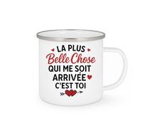 quotedazur Café-Croissant - Mug Personnalisé La Plus Belle Chose Qui M'Est Arrivée, C'Est Toi Cadeau Pour Noël Femme, Tasse Amour Véritable - Blanc/Émaillé
