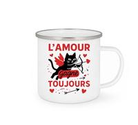 quotedazur Café-Croissant - Mug Personnalisé L'Amour Triomphe Toujours Avec Force Et Passion Cadeau Parfaite Tasse Pour Noël Tous Les Amoureux Du Style - Blanc/Émaillé
