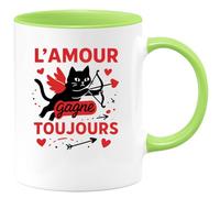 quotedazur Café-Croissant - Mug Personnalisé L'Amour Triomphe Toujours Avec Force Et Passion Cadeau Parfaite Tasse Pour Noël Tous Les Amoureux Du Style - Vert/Céramique