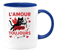 quotedazur Café-Croissant - Mug Personnalisé L'Amour Triomphe Toujours Avec Force Et Passion Cadeau Parfaite Tasse Pour Noël Tous Les Amoureux Du Style - Bleu/Céramique