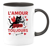 quotedazur Café-Croissant - Mug Personnalisé L'Amour Triomphe Toujours Avec Force Et Passion Cadeau Parfaite Tasse Pour Noël Tous Les Amoureux Du Style - Noir/Céramique
