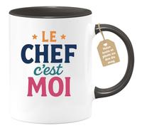 quotedazur Café-Croissant - Mug Personnalisé Le Chef, C'Est Moi Cadeau Tasse Pour Noël Homme - Noir/Céramique