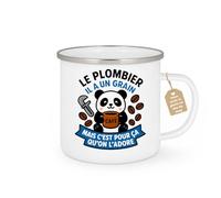 quotedazur Café-Croissant - Mug Personnalisé Le Plombier A Un Grain, Mais C’Est Pour Ça Qu’On L’Adore Cadeau Noël Parfaite Amateur De Plomberie Avec Tasse Et - Blanc/Émaillé