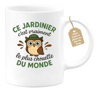 quotedazur Café-Croissant - Mug Personnalisé Le Plus Chouette Jardinier Du Monde, Cadeau Parfait Pour Noël Amateur De Jardinage Tasse Homme Passionné Nature - Blanc/Céramique