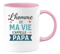 quotedazur Café-Croissant - Mug Personnalisé L'Homme De Ma Vie, C'Est Mon Papa Un Hommage Tendre Et Cadeau Tasse Pour Noël Attention Spéciale Futur Anniversaire - Rose/Céramique