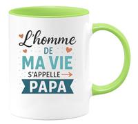 quotedazur Café-Croissant - Mug Personnalisé L'Homme De Ma Vie, C'Est Mon Papa Un Hommage Tendre Et Cadeau Tasse Pour Noël Attention Spéciale Futur Anniversaire - Vert/Céramique
