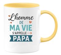 quotedazur Café-Croissant - Mug Personnalisé L'Homme De Ma Vie, C'Est Mon Papa Un Hommage Tendre Et Cadeau Tasse Pour Noël Attention Spéciale Futur Anniversaire - Jaune/Céramique