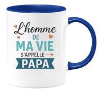 quotedazur Café-Croissant - Mug Personnalisé L'Homme De Ma Vie, C'Est Mon Papa Un Hommage Tendre Et Cadeau Tasse Pour Noël Attention Spéciale Futur Anniversaire - Bleu/Céramique