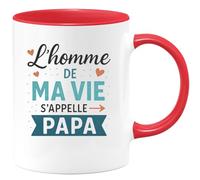 quotedazur Café-Croissant - Mug Personnalisé L'Homme De Ma Vie, C'Est Mon Papa Un Hommage Tendre Et Cadeau Tasse Pour Noël Attention Spéciale Futur Anniversaire - Rouge/Céramique