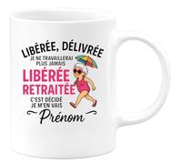 quotedazur Café-Croissant - Mug Personnalisé Libérée, Délivrée, Retraitée Je Ne Travaillerai Plus Jamais, C'Est Décidé Cadeau Tasse Retraite Pour Noël Femme Et - Blanc/Céramique
